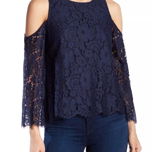 NWT Joie Abay Cold Shoulder Lace Blouse - Large - Picture 1 of 13